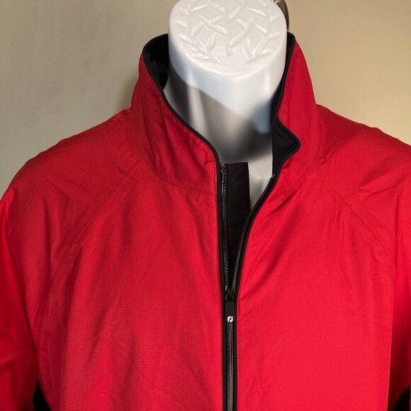 FootJoy FJ Men's red wtih black trim short sleeve DryJoys jacket shirt Large L - Picture 2 of 7
